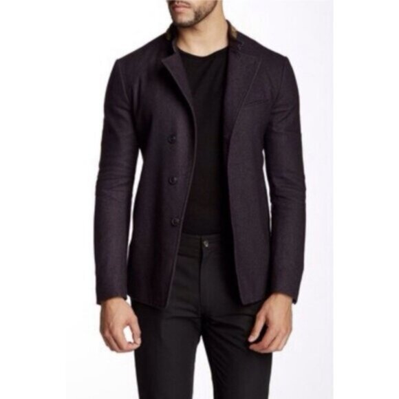 John Varvatos Other - ❌SOLD❌ Hemp Wool Blazer Jacket Gold Beaded Aubergine Mens Size 50